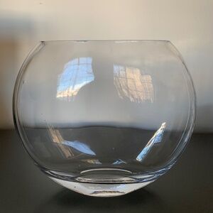 Large Clear Glass Oval Bowl / Modern Centerpiece Vase – Heavy Art Glass